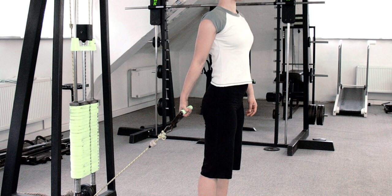 Bicepsový zdvih jednoručně zády ke spodní kladce (one arm cable curl)