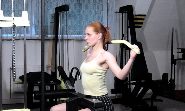 Přítahy horní kladky za hlavu (back lat pull-down)
